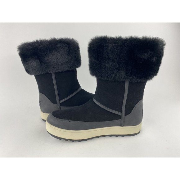 Koolaburra by UGG Tynlee Black Women's Boots Faux Fur Suede Zip NO SHOE BOX - Picture 9 of 9